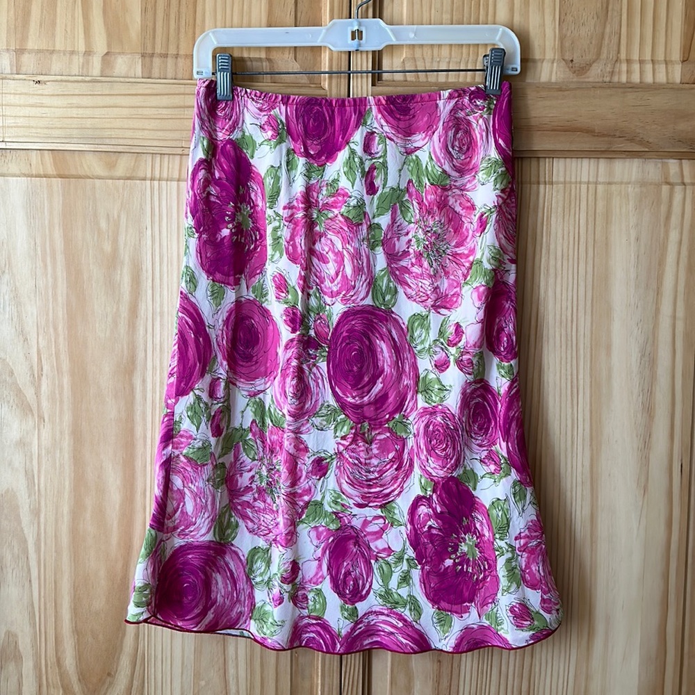 Lapis Floral Print A-Line Skirt